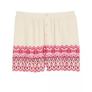Vineyard Vines women’s M waffle knit fair isle High Waist Shorts in Cream Pink